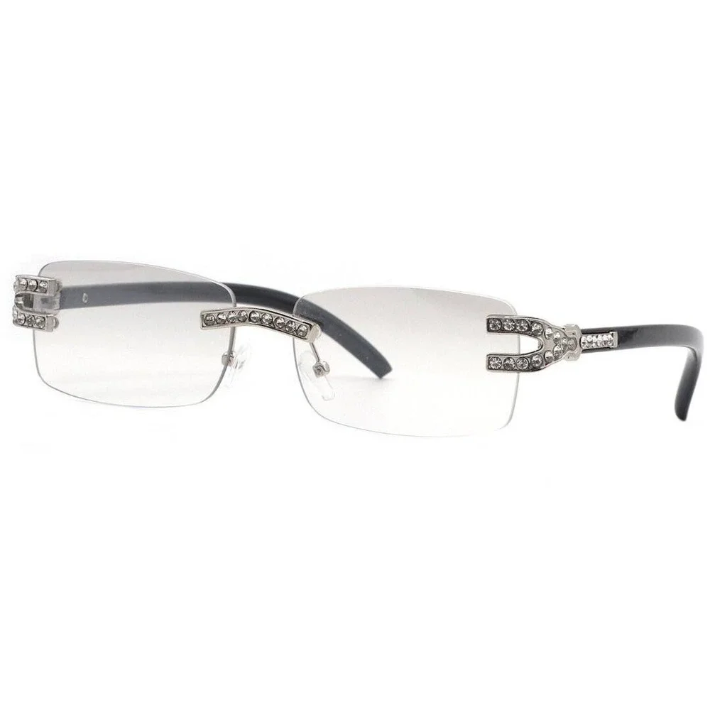 Hip Hop Men's Sunglasses Silver Frame Clear Eyewear Square UV400 Protection‎ New